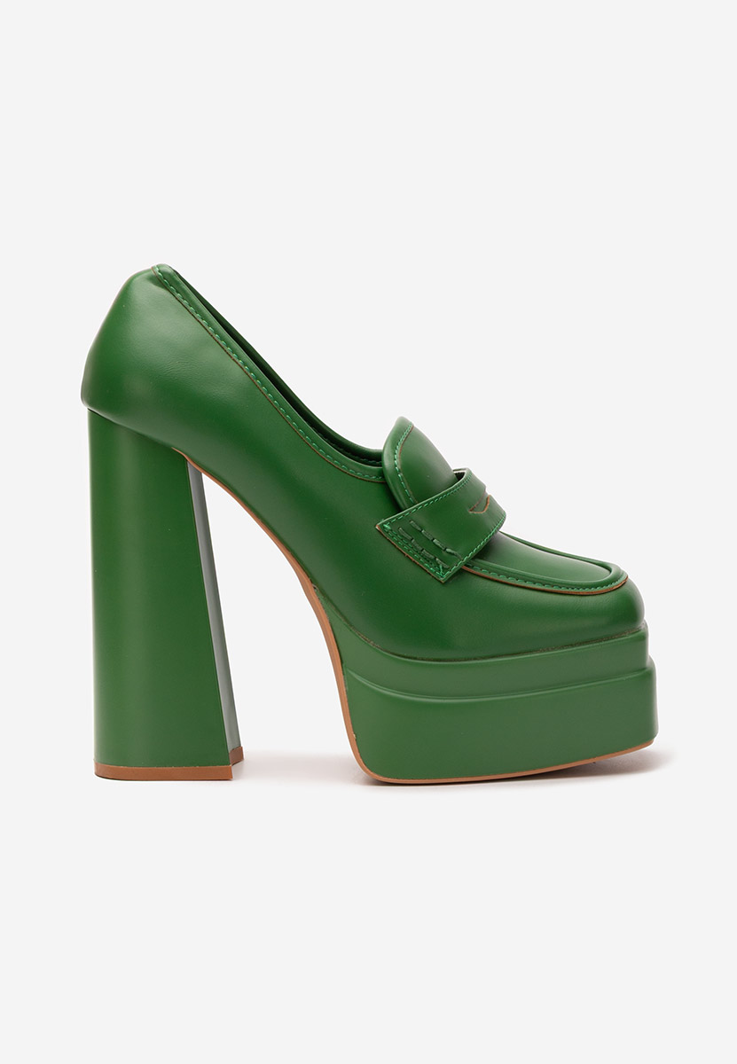 Mocassini con tacco e plateau Algara Verdi