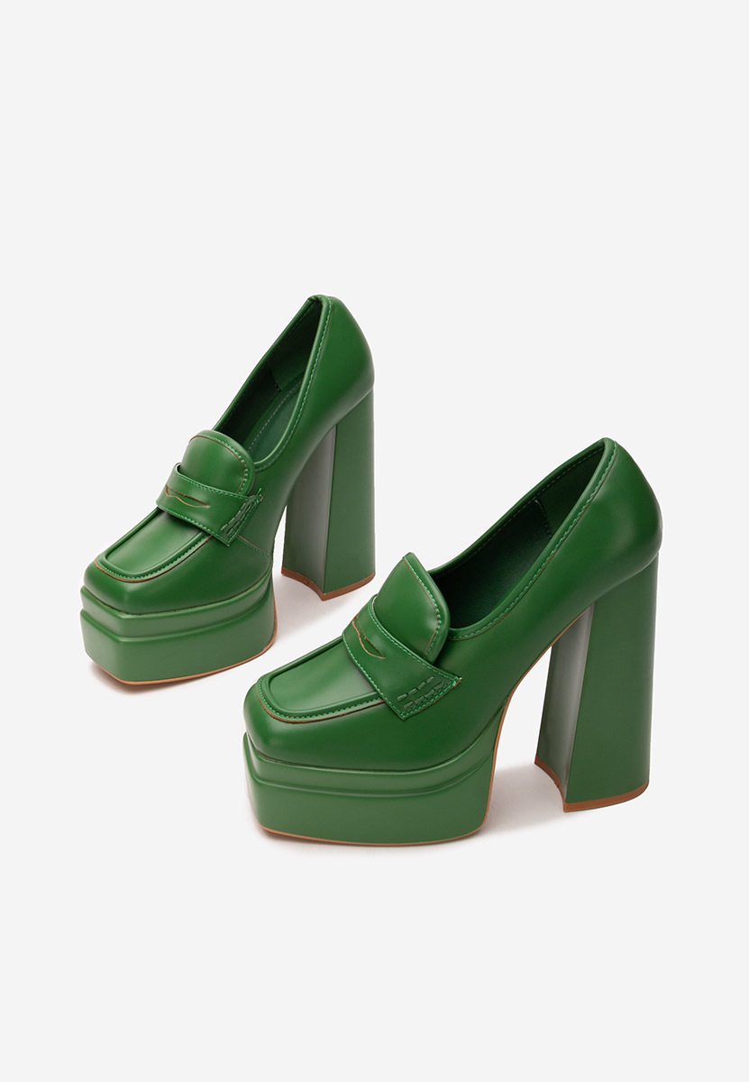 Mocassini con tacco e plateau Algara Verdi