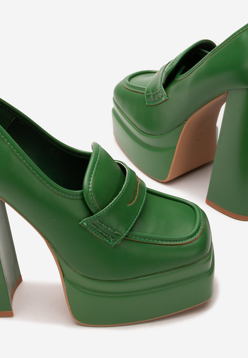 Mocassini con tacco e plateau Algara Verdi
