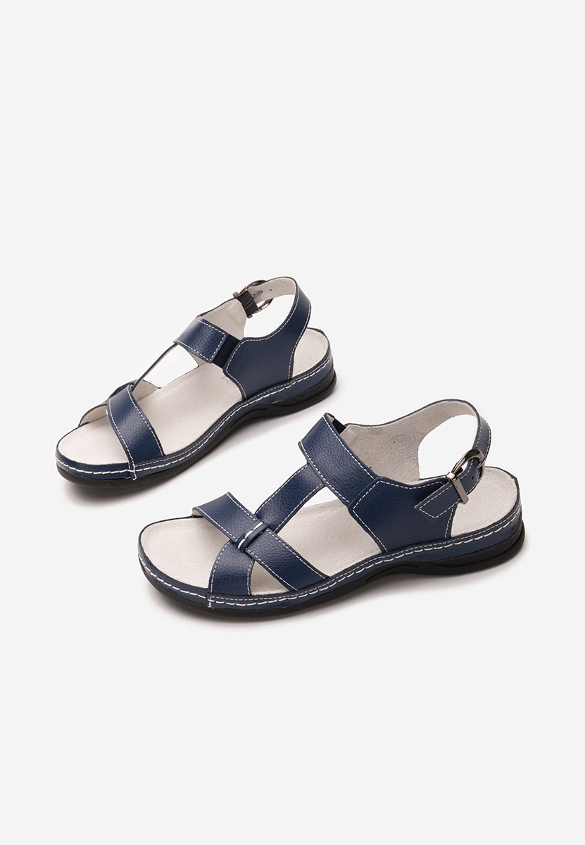 Sandali cuoio Zinna blu scuro