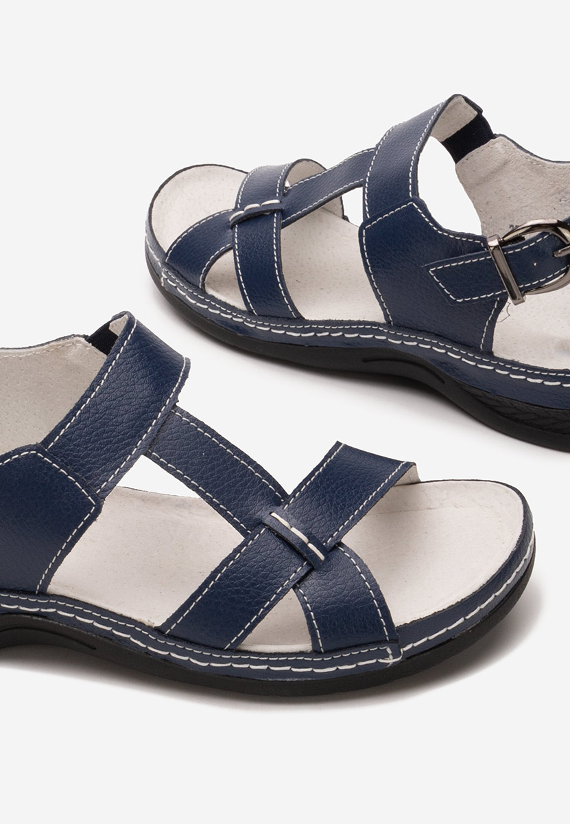 Sandali cuoio Zinna blu scuro