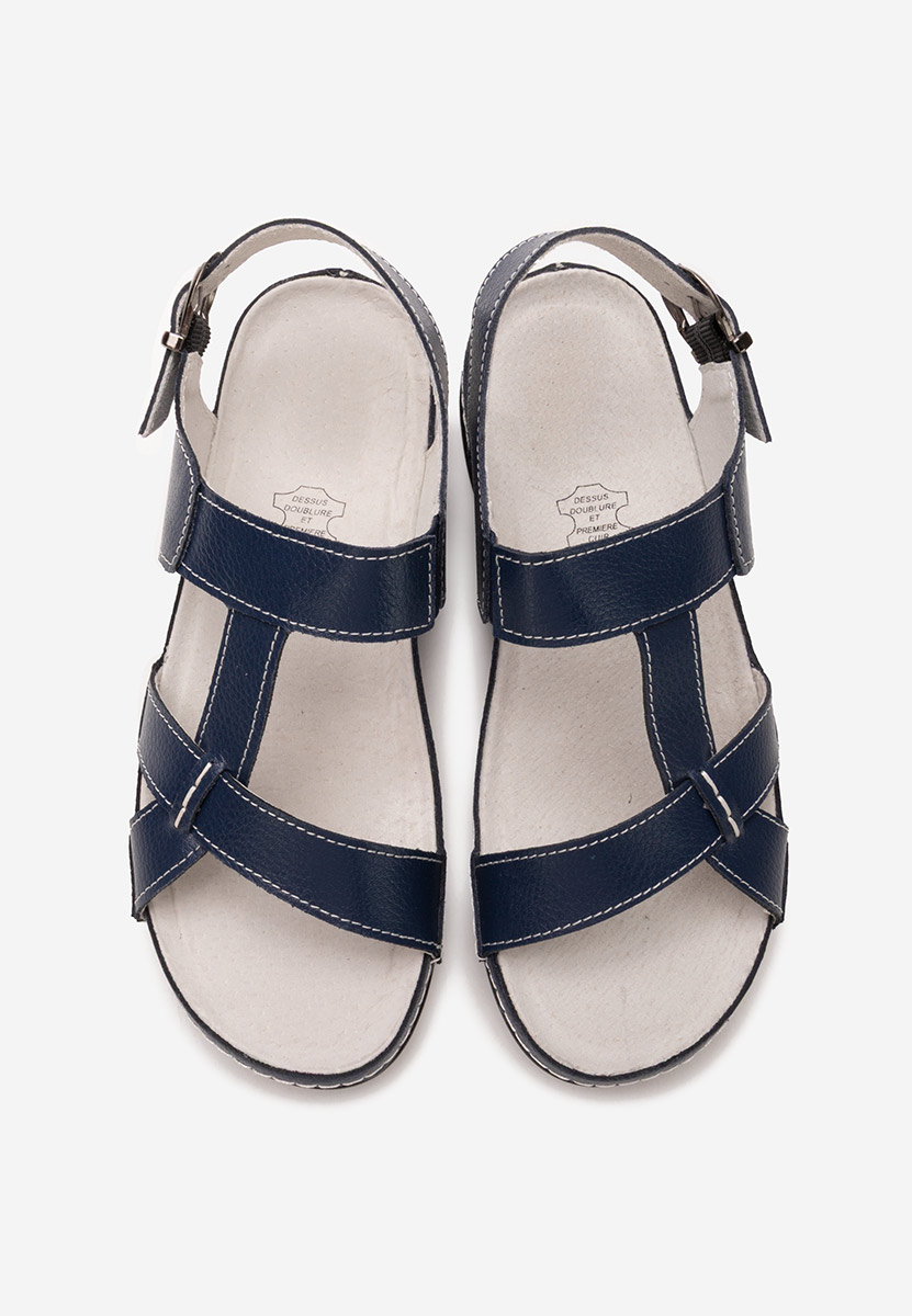 Sandali cuoio Zinna blu scuro