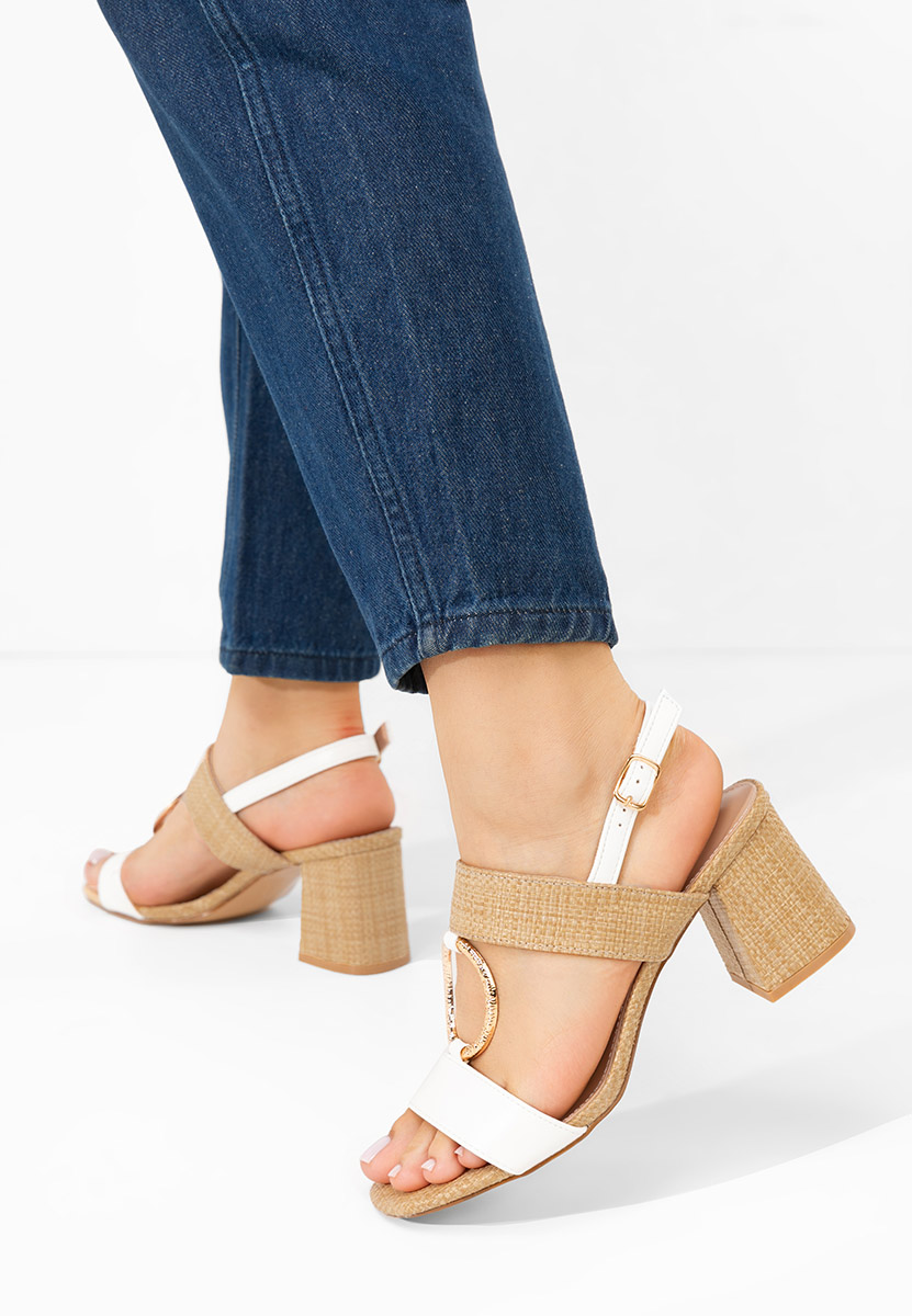 Sandali con tacco largo Annyta bianchi