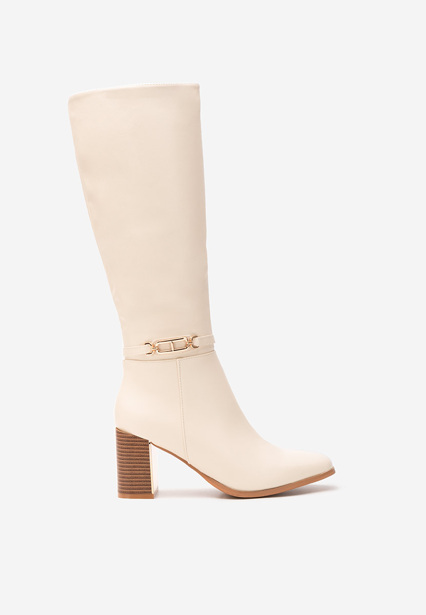 Stivali alti con tacco Darela beige