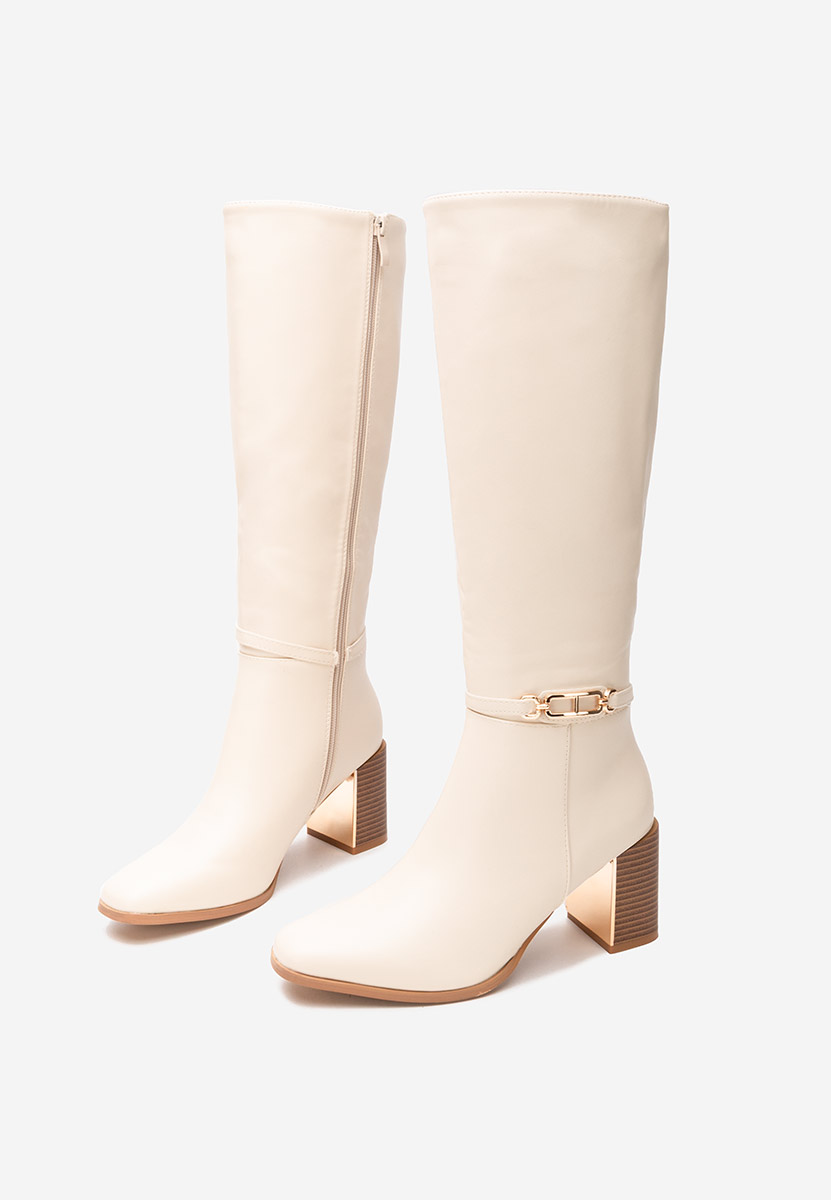 Stivali alti con tacco Darela beige