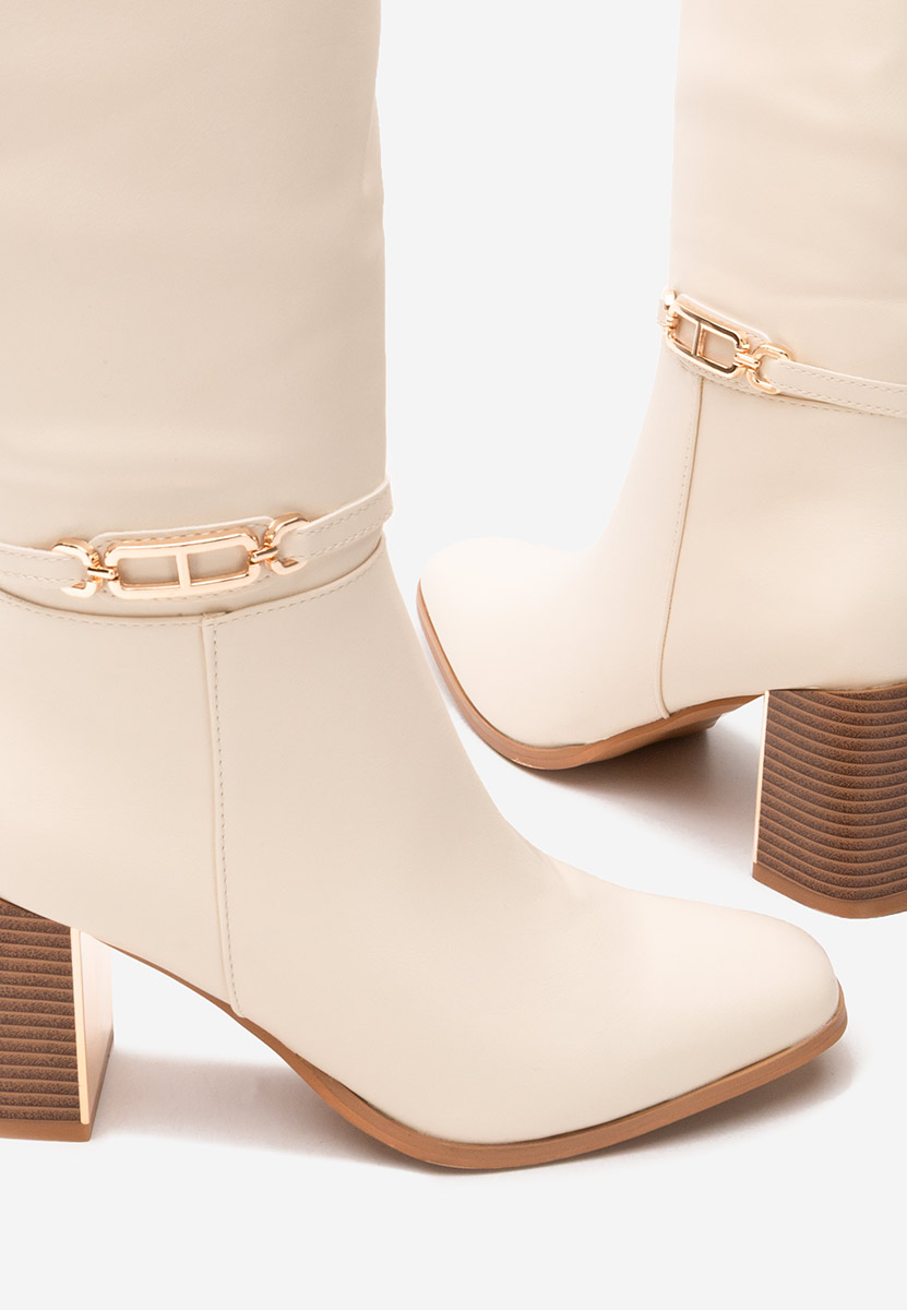 Stivali alti con tacco Darela beige