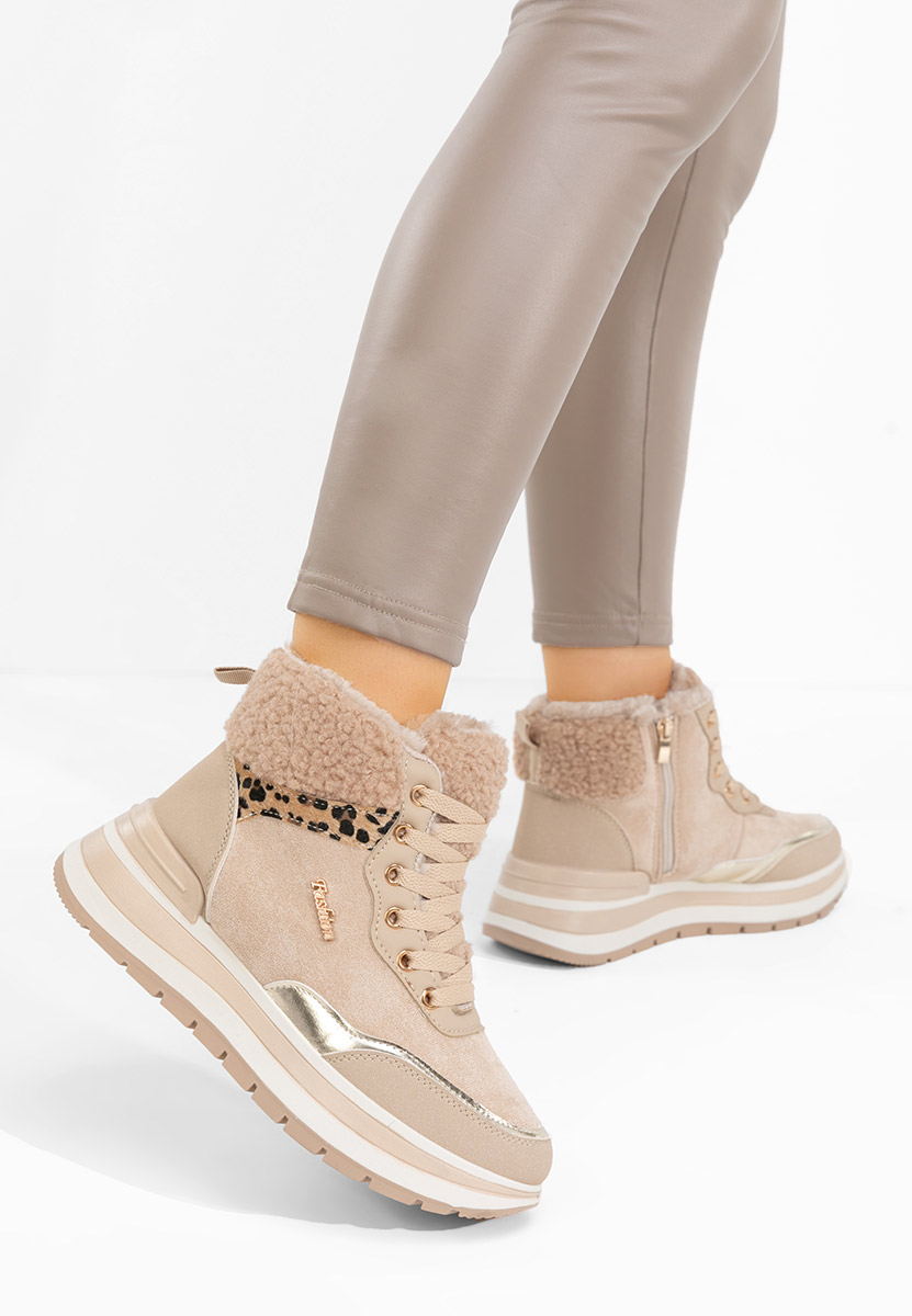 Sneakers donna alte Lisaia cachi
