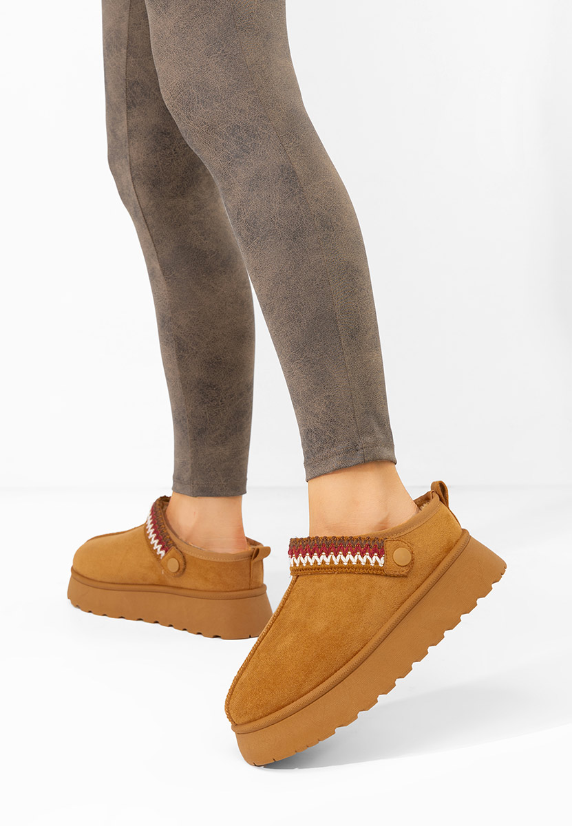 Zoccoli con zeppa Frovia camel