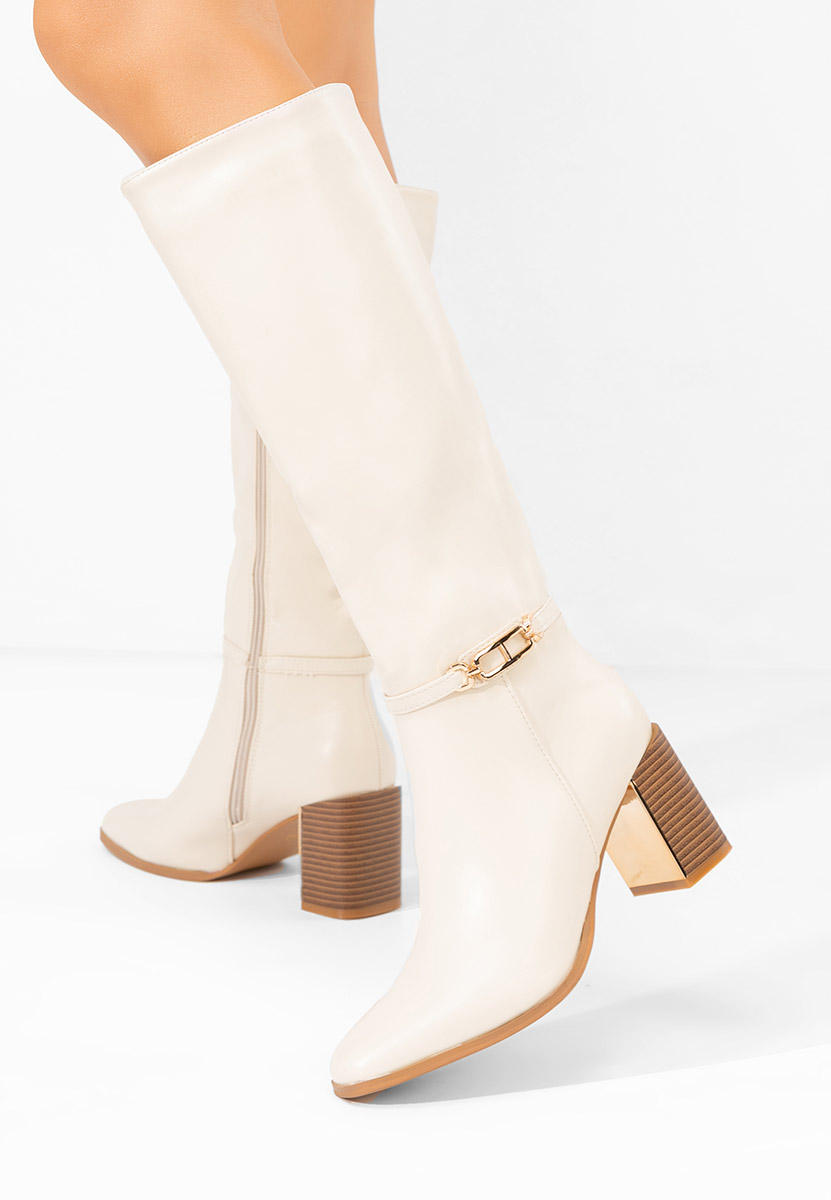 Stivali alti con tacco Darela beige