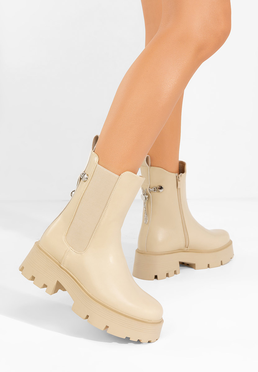 Stivaletto chelsea donna Massie beige