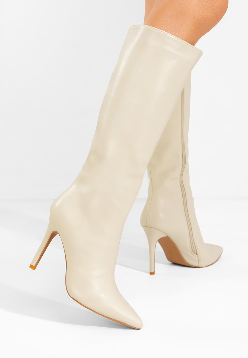 stivali alti con tacco a spillo Kiva beige