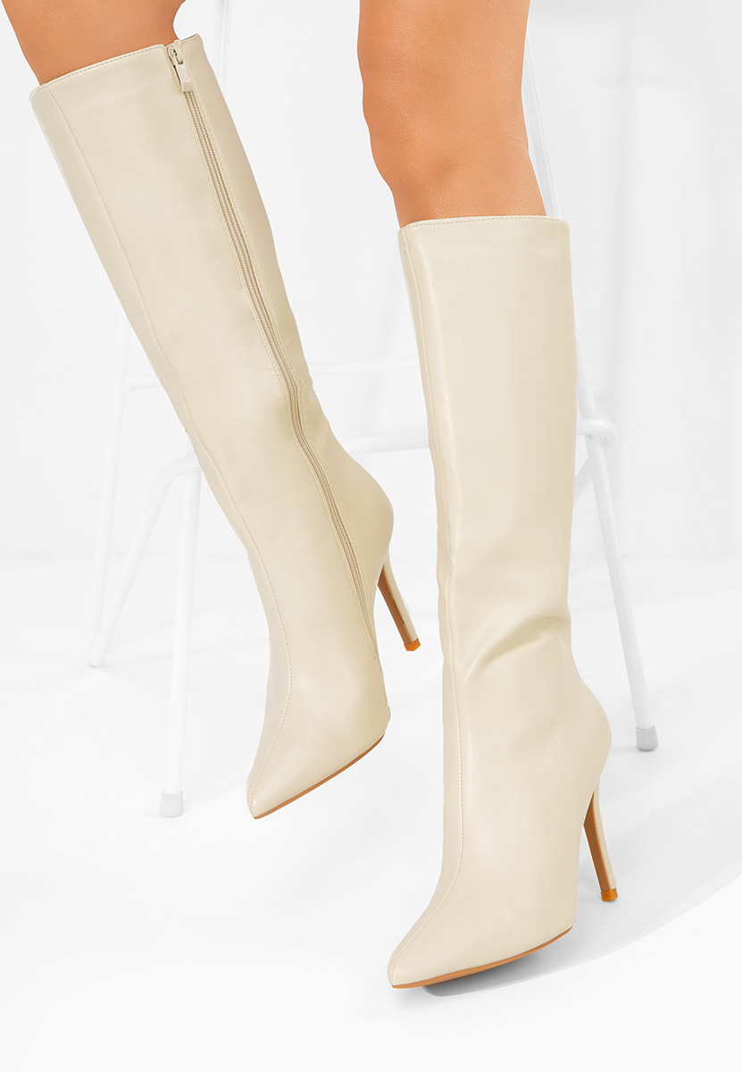 stivali alti con tacco a spillo Kiva beige