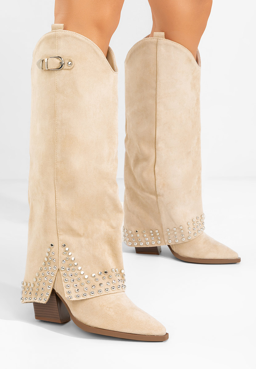 Stivali con tacco Raffaela beige