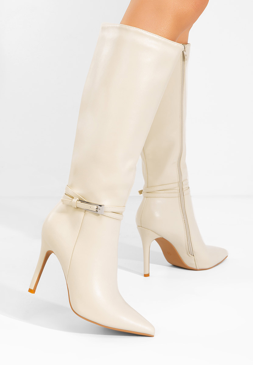 Stivali tacco a spillo Nivora beige