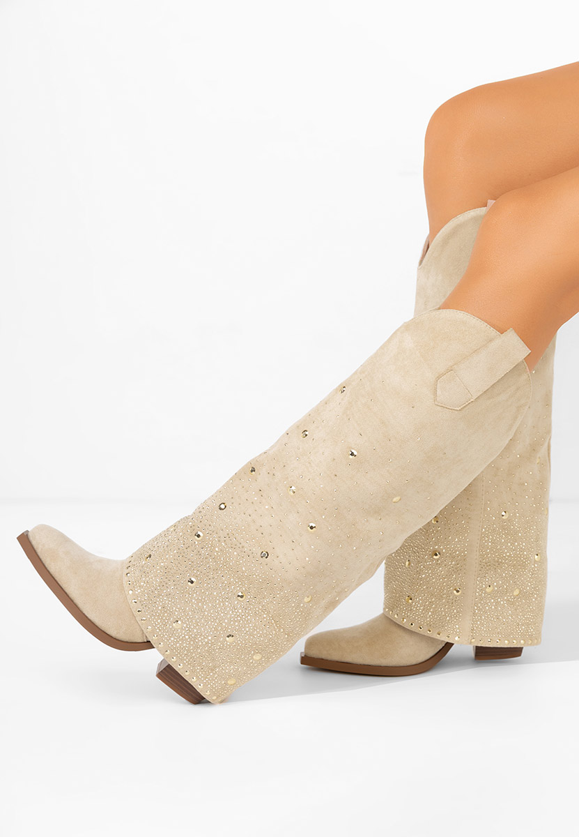 Stivali con tacco Millie beige