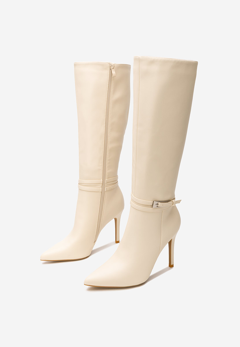 Stivali tacco a spillo Nivora beige