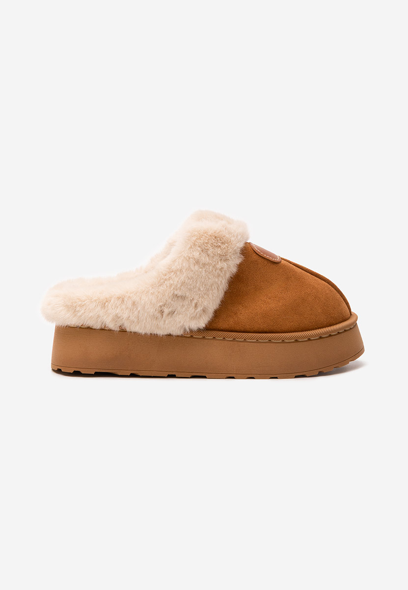 Ciabatte con pelo Flufina camel