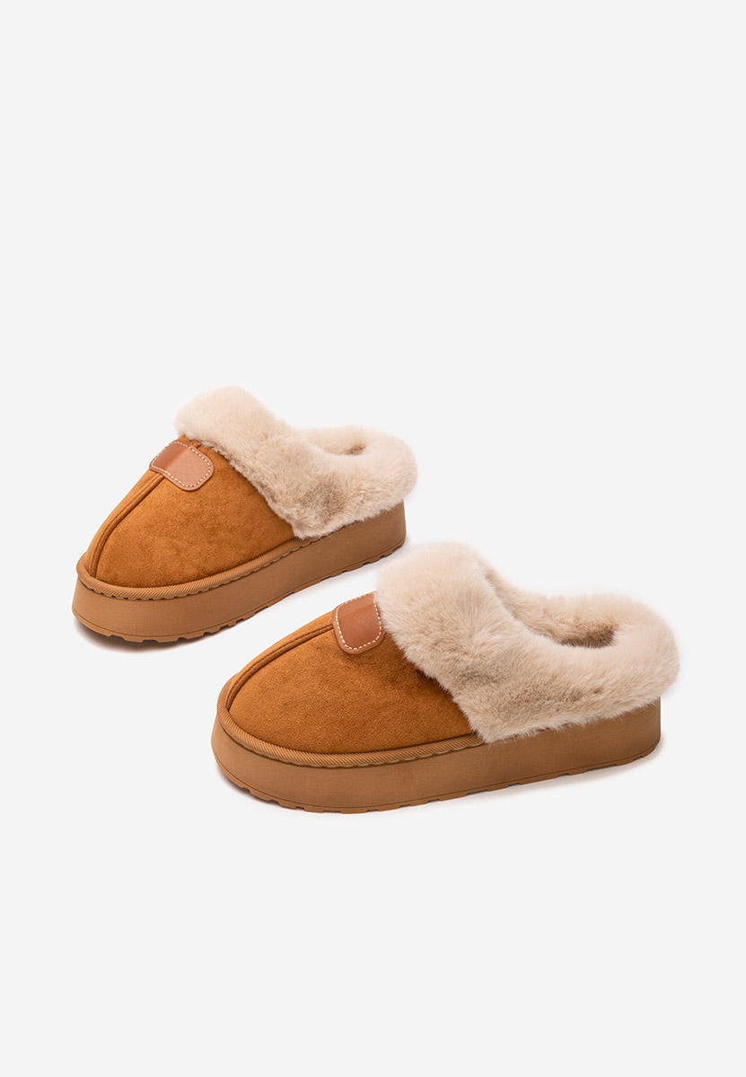 Ciabatte con pelo Flufina camel
