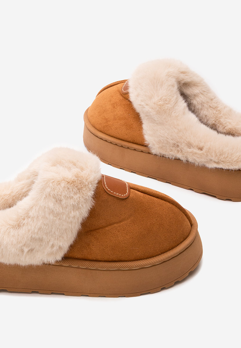 Ciabatte con pelo Flufina camel