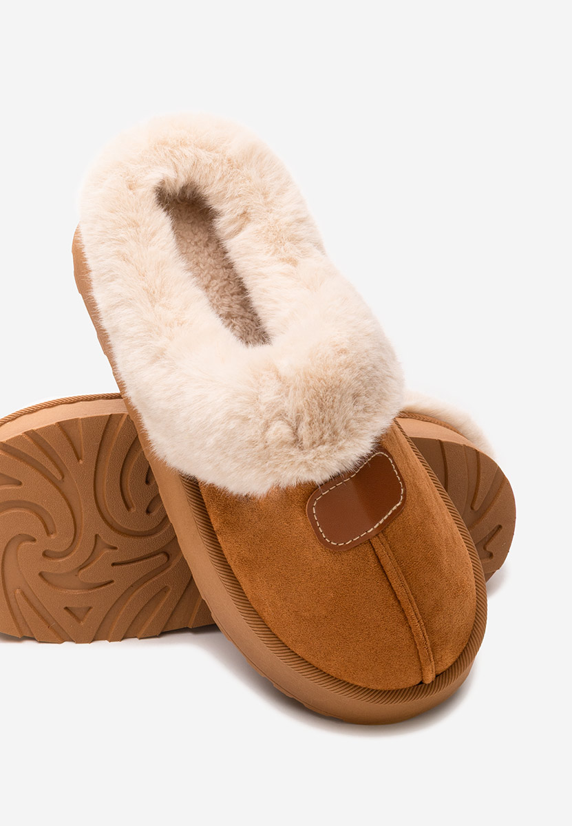 Ciabatte con pelo Flufina camel
