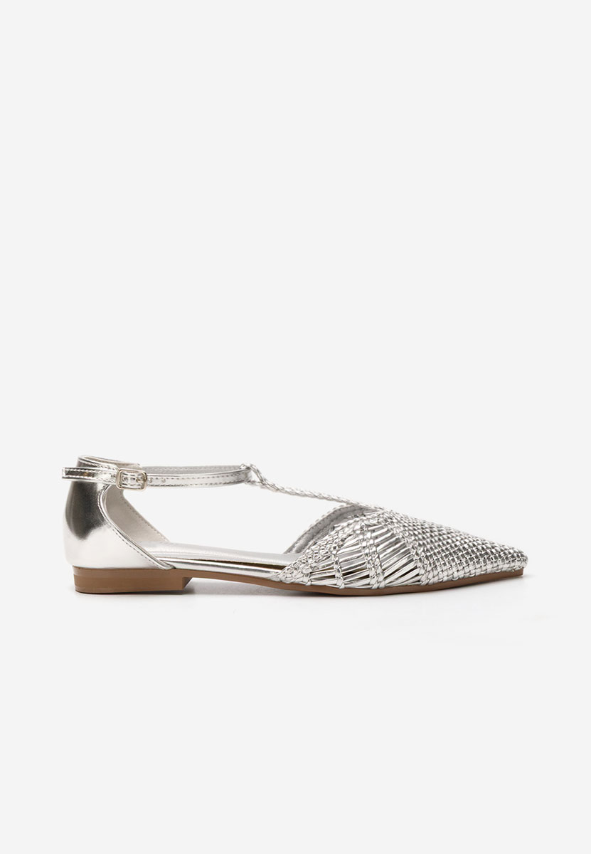 Ballerine a punta Paisley argento