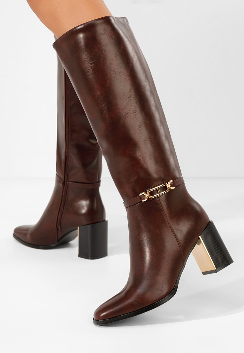 Stivali alti con tacco Darela granata