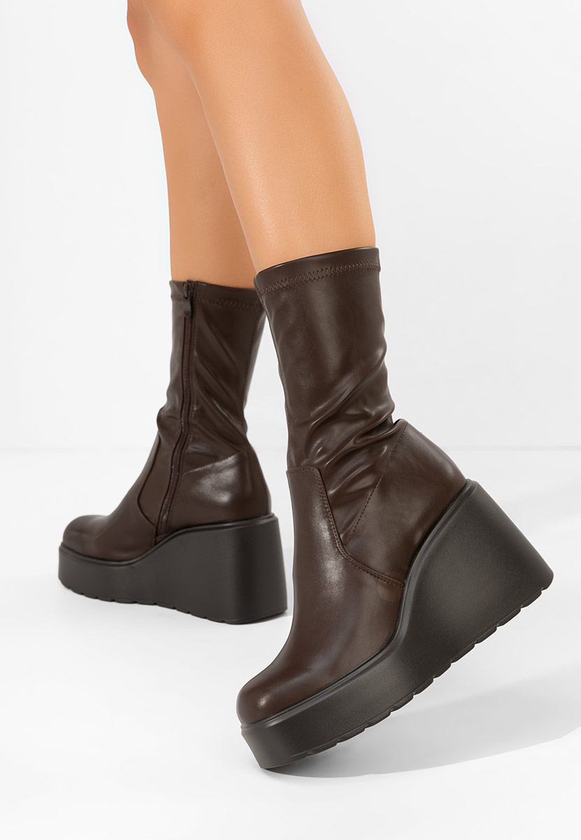 Stivaletti con plateau marronelin V2 marrone