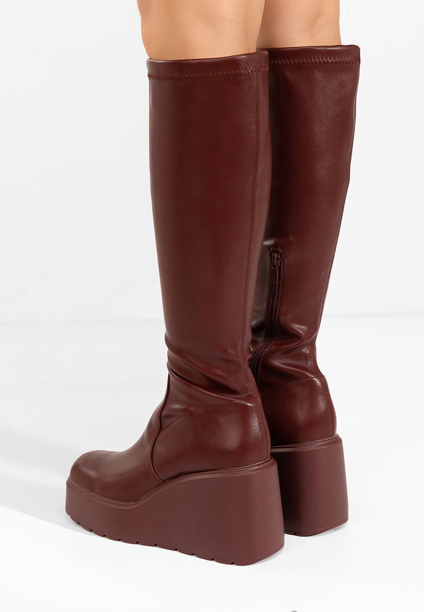 Stivali con zeppa Rozalin bordo