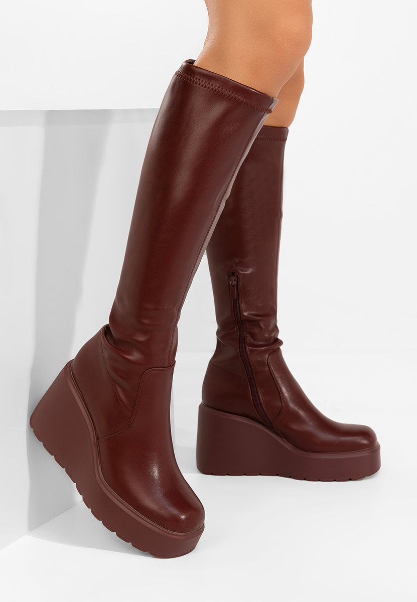 Stivali con zeppa Rozalin bordo