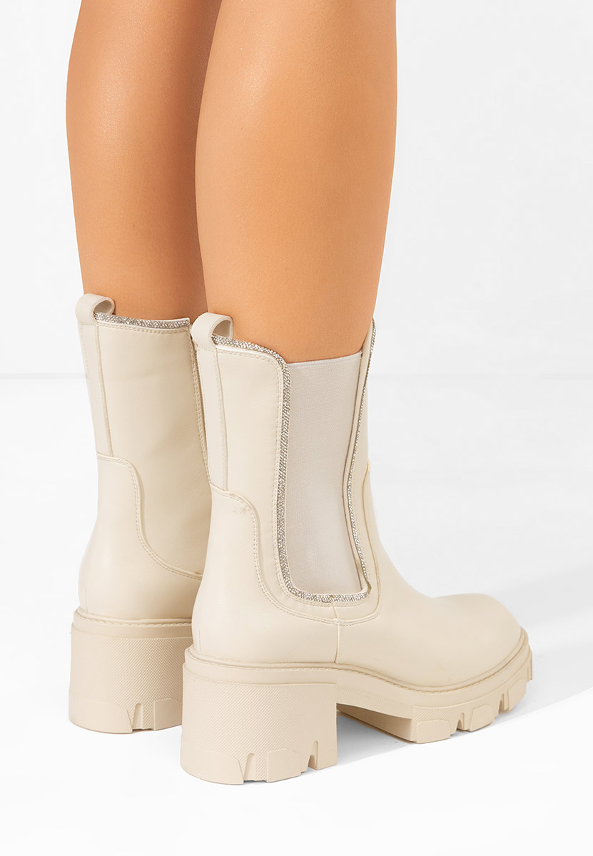 Stivaletti con tacco Justine beige