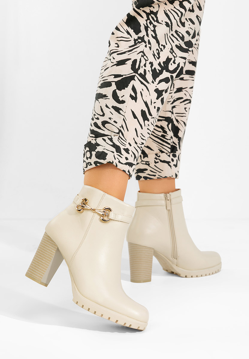 Tronchetti con tacco largo Nesia beige