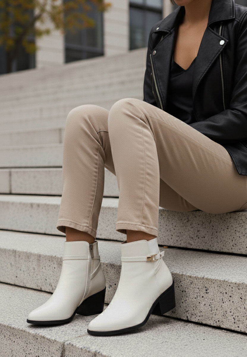 Tronchetti con tacco largo Odelina beige