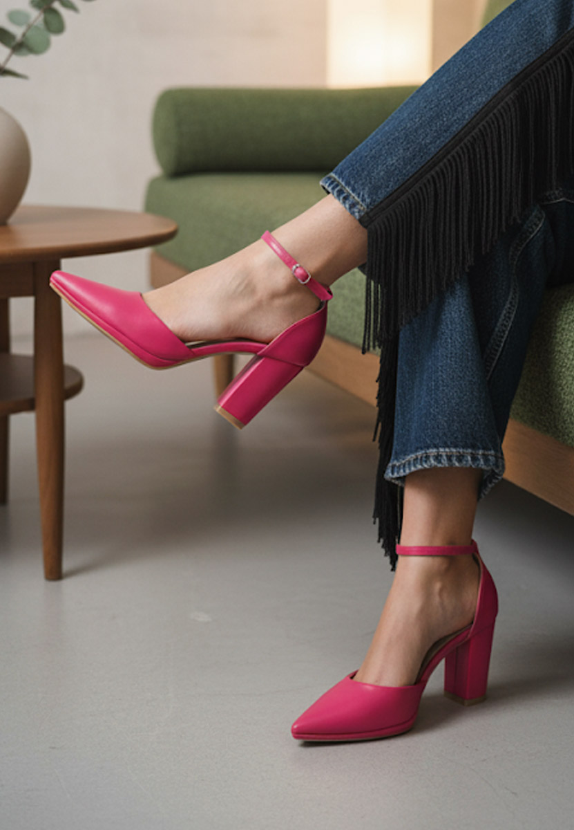 Décolleté tacco largo Asteria fucsia