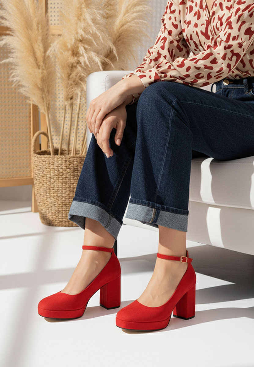 Décolleté tacco largo Isperta V2 rosso