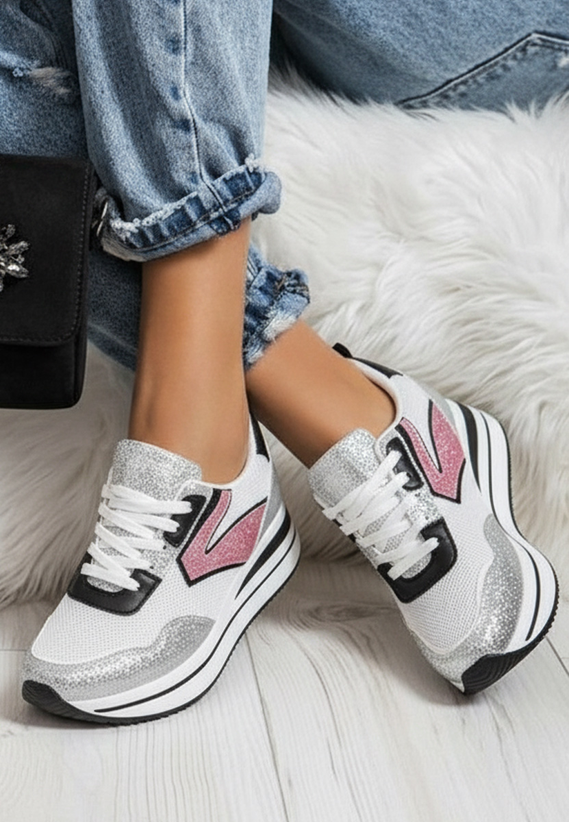 Sneakers con zeppa Tarika argento