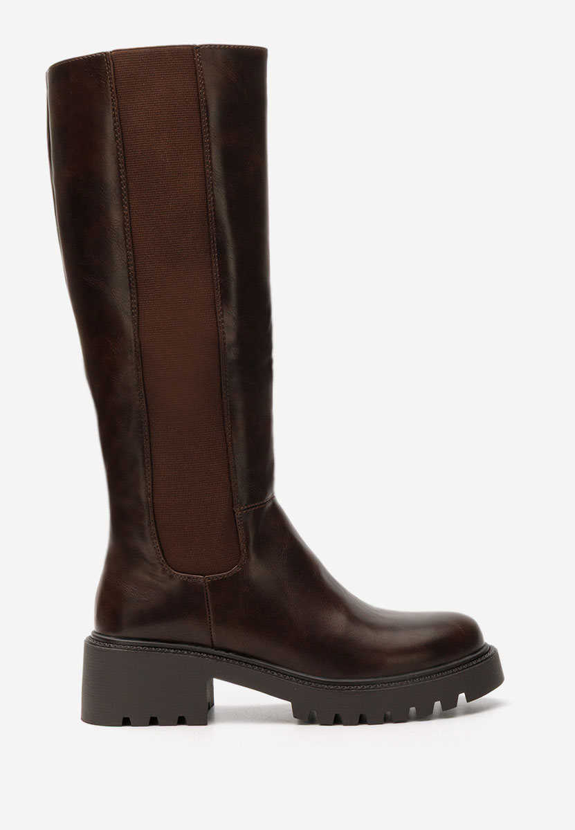 Stivali alti senza tacco Calipso marrone