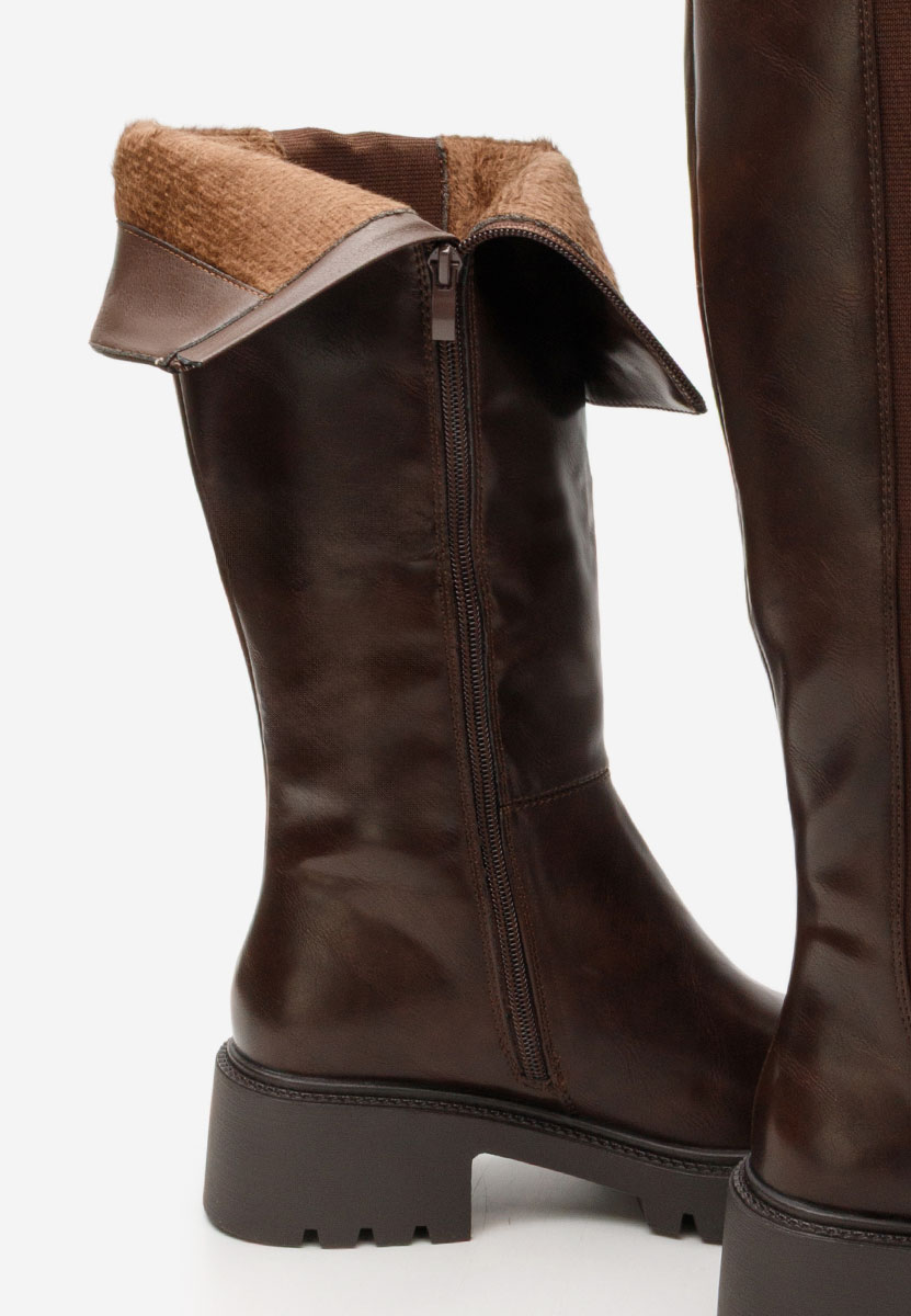 Stivali alti senza tacco Calipso marrone