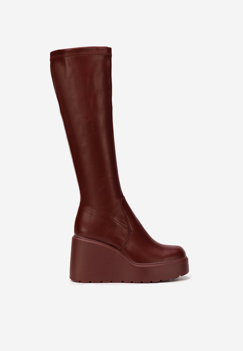 Stivali con zeppa Rozalin bordo