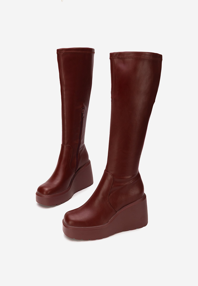 Stivali con zeppa Rozalin bordo