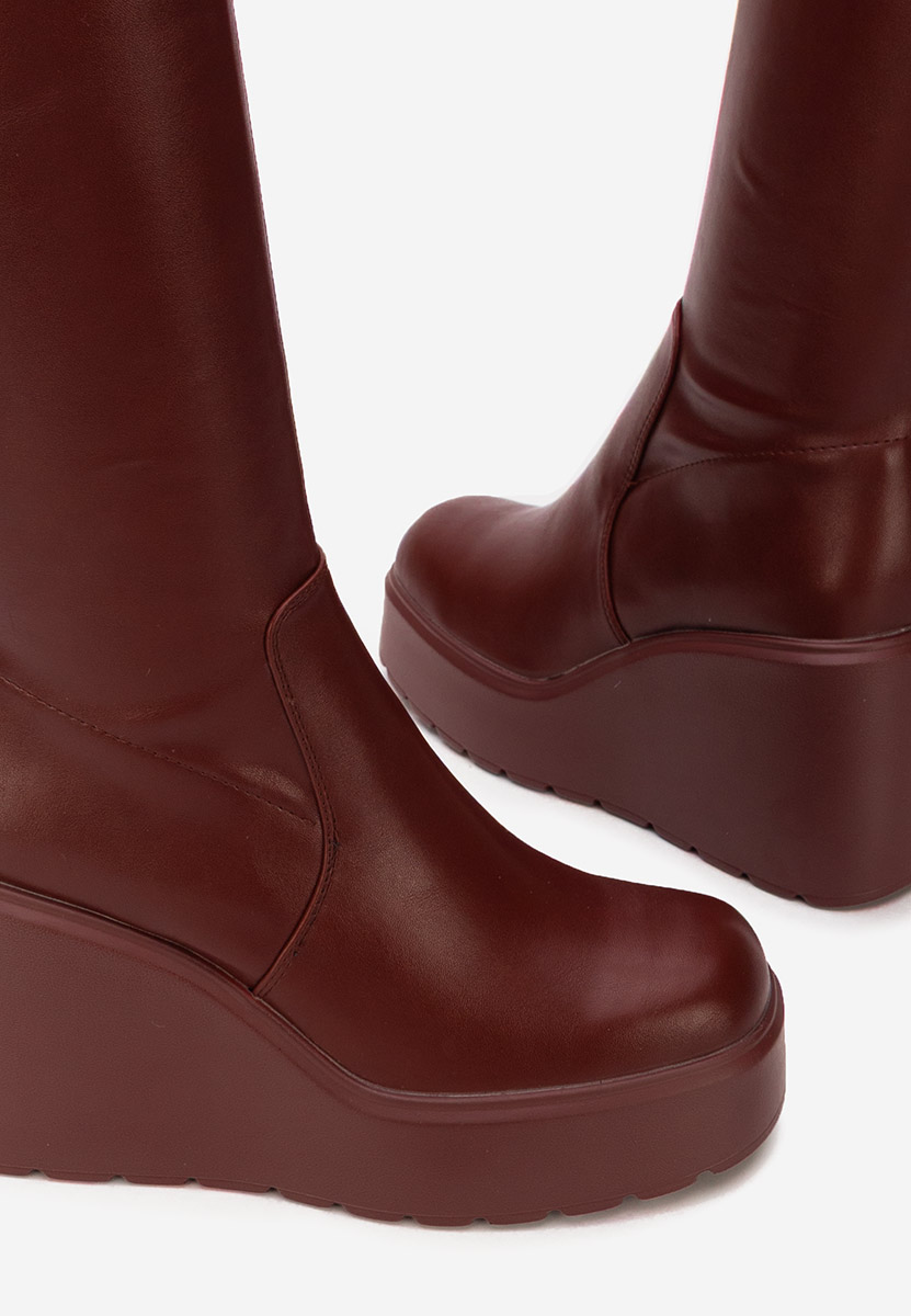 Stivali con zeppa Rozalin bordo