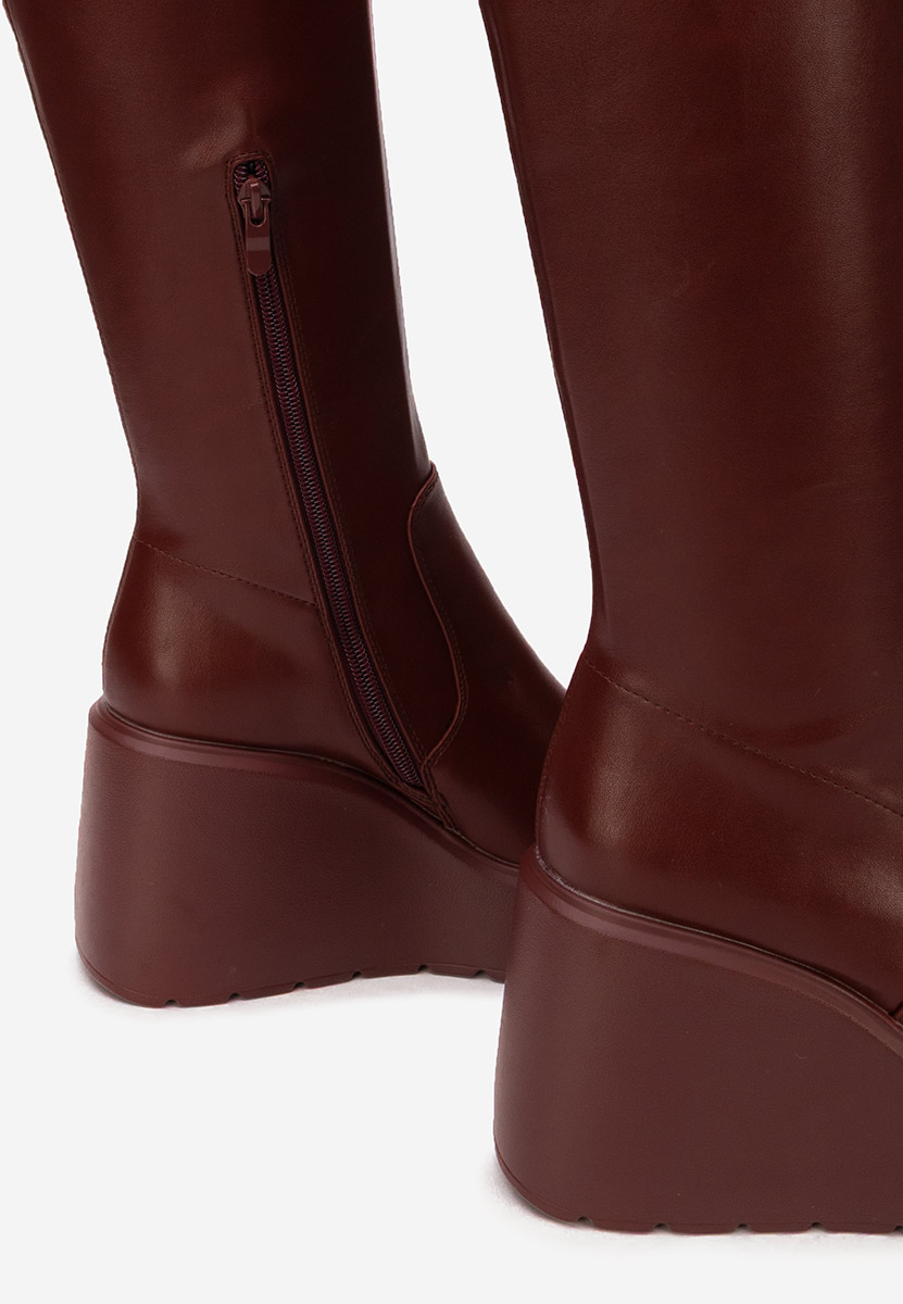Stivali con zeppa Rozalin bordo