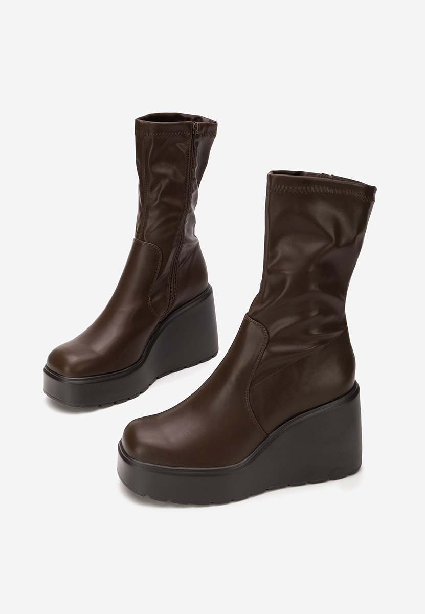 Stivaletti con plateau marronelin V2 marrone