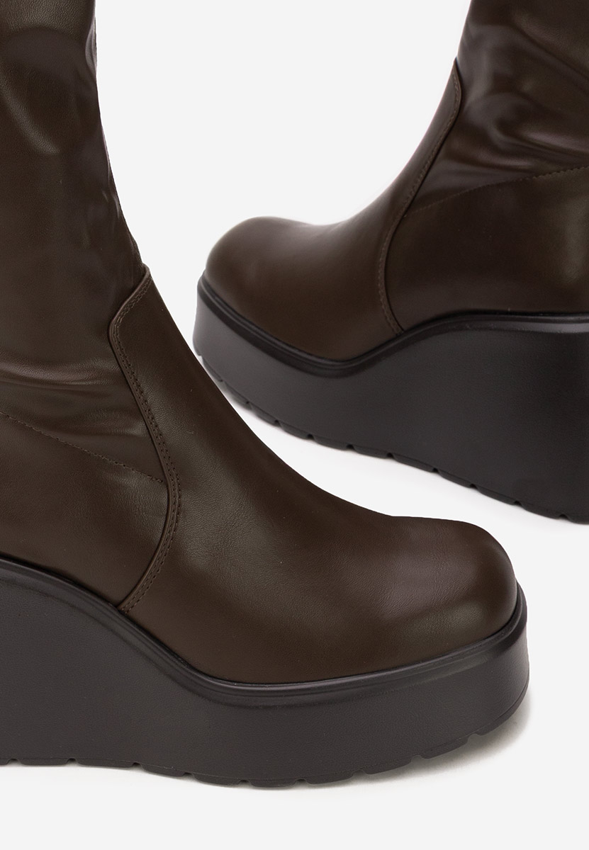 Stivaletti con plateau marronelin V2 marrone
