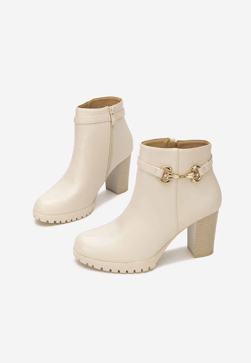 Tronchetti con tacco largo Nesia beige