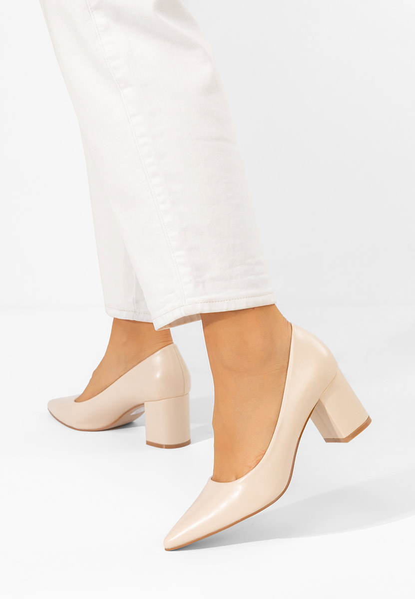 Décolleté tacco largo Brivara beige