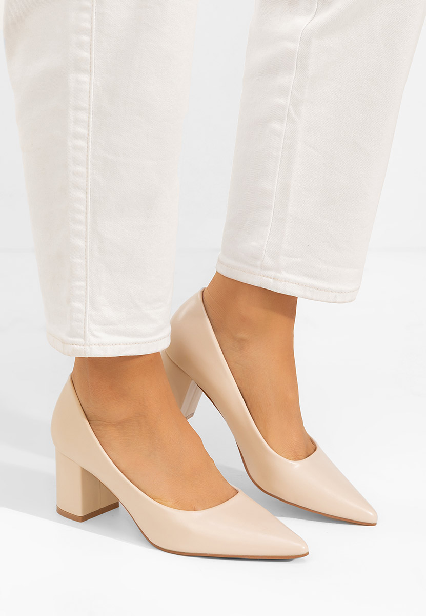 Décolleté tacco largo Brivara beige