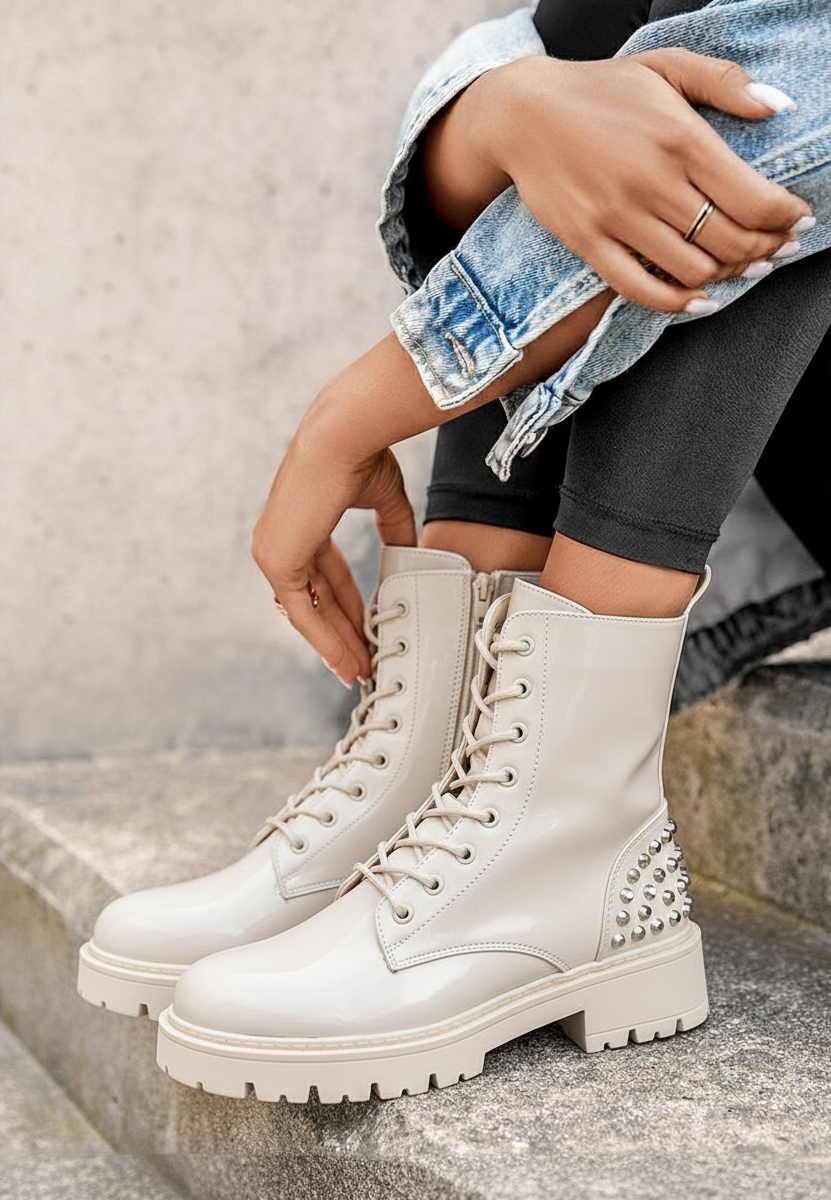 Stivaletti con plateau Erminia beige