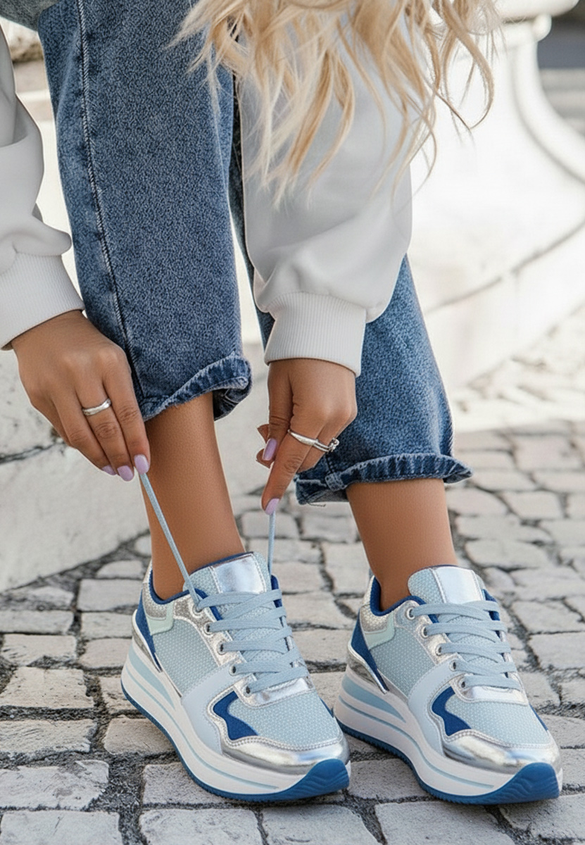Sneakers con plateau Daisie azzurro