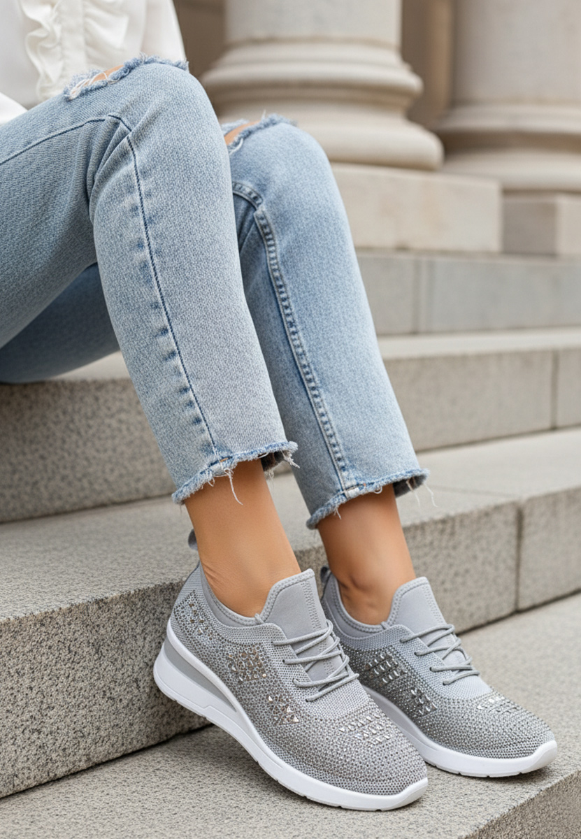 Sneakers con zeppa Keeley grigio