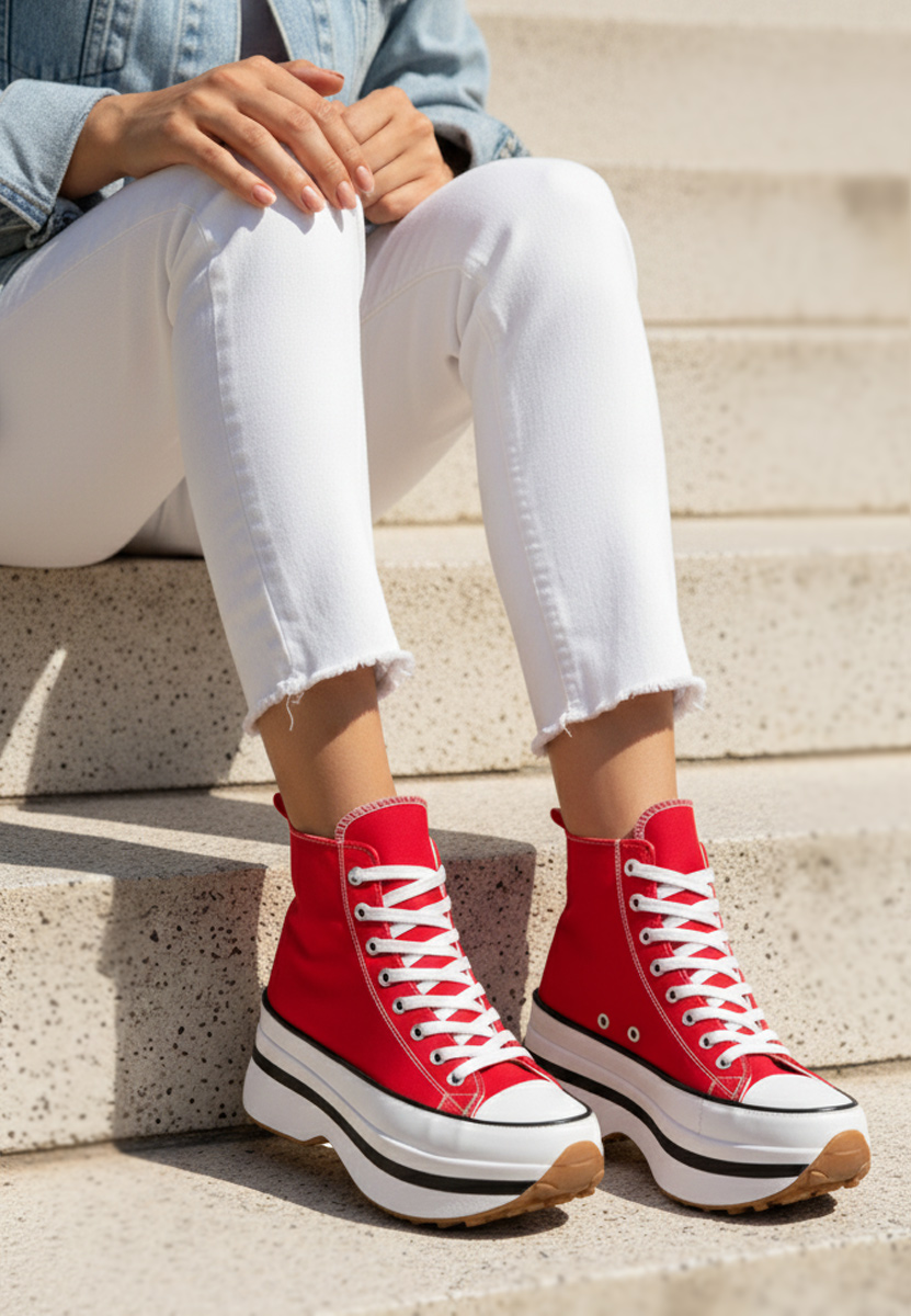 Scarpe da ginnastica con piattaforma Francene rosso